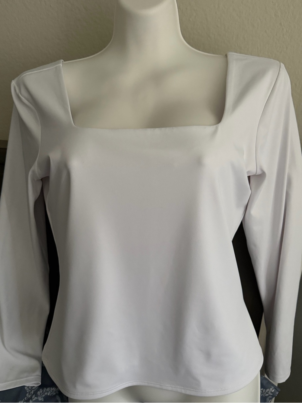 Express White Square Neck Long Sleeve Top